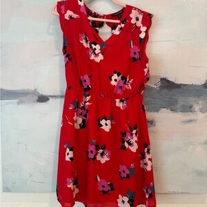 41 Hawthorn Red Floral Sheath with Pink & Black Accents